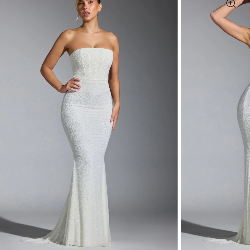 NEW Oh Polly embellished white corset gown - Picture 2 of 12